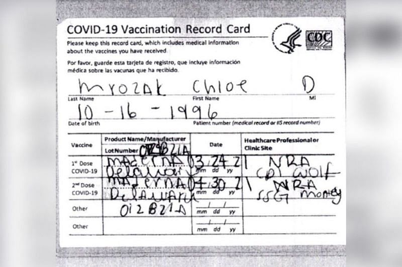 Fake Covid- 19 vaccination card (Image via Hawaii Department of Public Safety)
